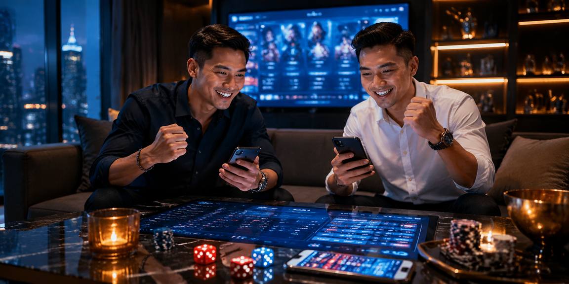 Giao diện casino di động với ánh đèn neon sống động tại Việt Nam
