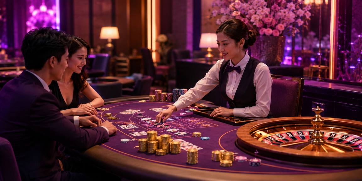 Bàn Roulette neon rực rỡ tại sảnh casino trực tuyến Việt Nam