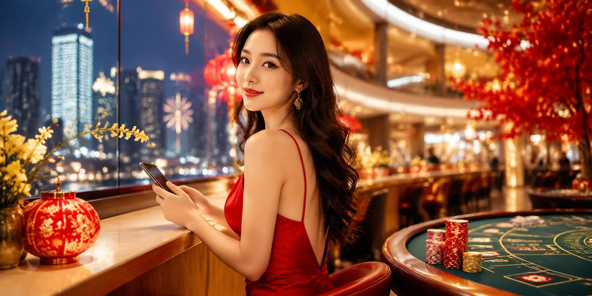 Người mẫu Việt Nam bên bàn roulette sòng bạc sang trọng